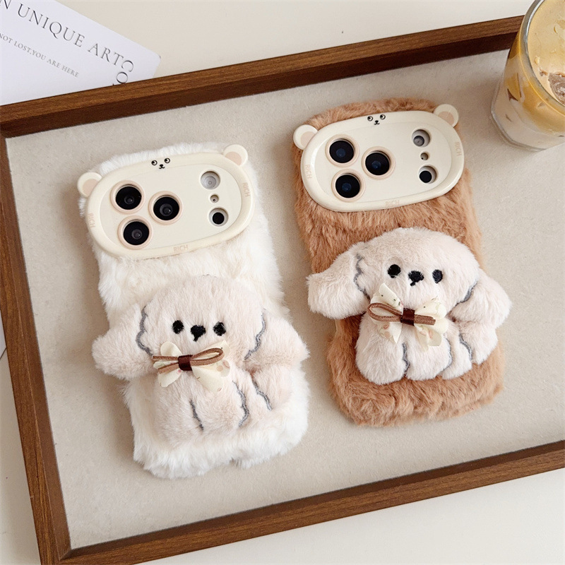 Phone Cases Iphone - ثلاثية الأبعاد الكرتون Bowknot جرو دافئ
