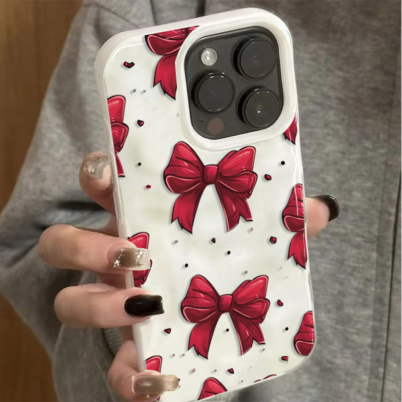 Phone Cases Red - غطاء هاتف بنمط فيونكة بيضاء وحمراء
