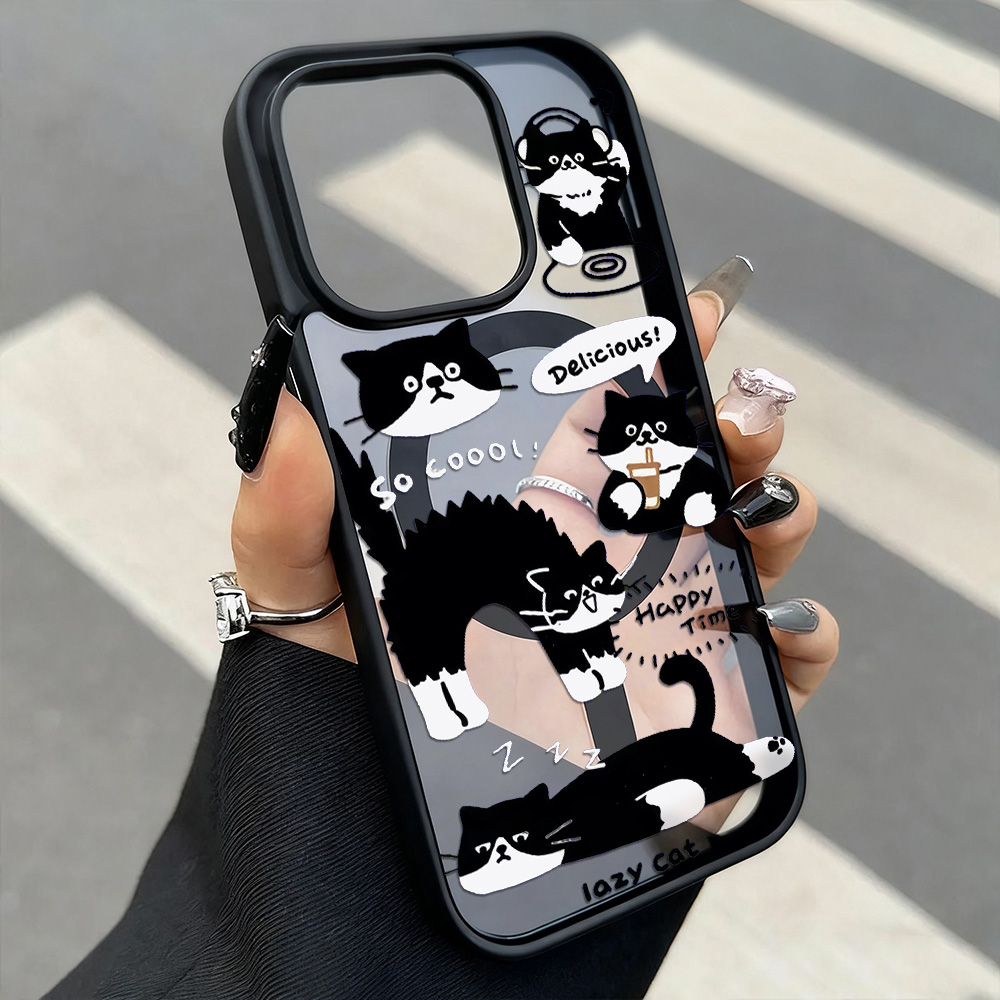 Phone Cases Funny - مضحك القطة السوداء شحن لاسلكي قضية