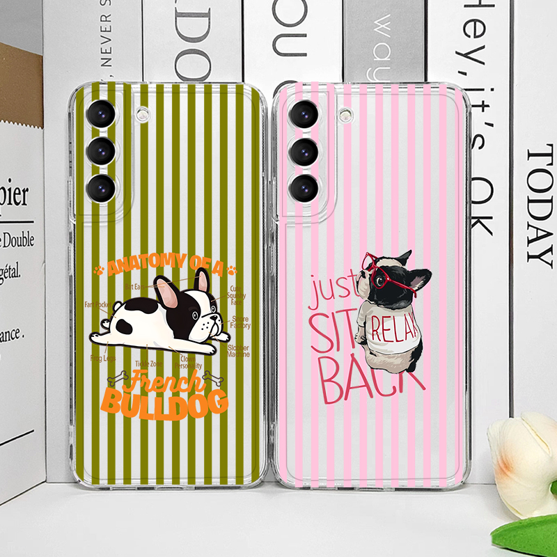 Phone Cases Samsung A14 - غطاء هاتف شفاف ناعم بتصميم كلب