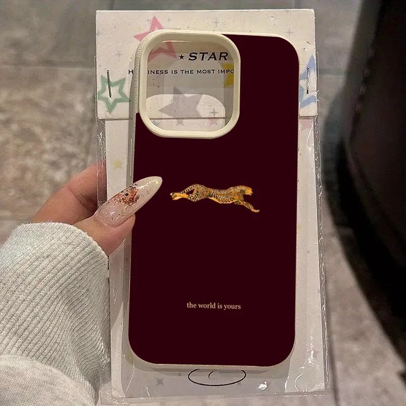 Phone Cases Red - غطاء هاتف ناعم بتصميم الفهد باللون