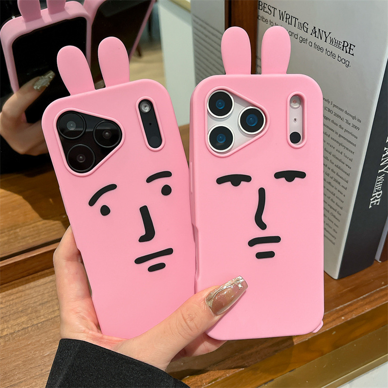 Phone Cases Funny - Kawaii ثلاثية الأبعاد مضحك الكرتون الوردي