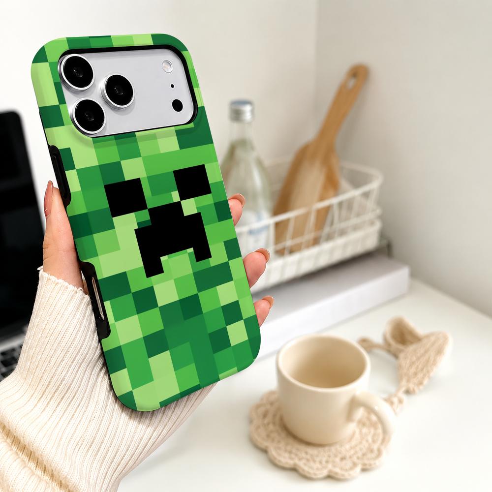 Phone Cases Green - غطاء هاتف كرتوني بتصميم وحش البكسل