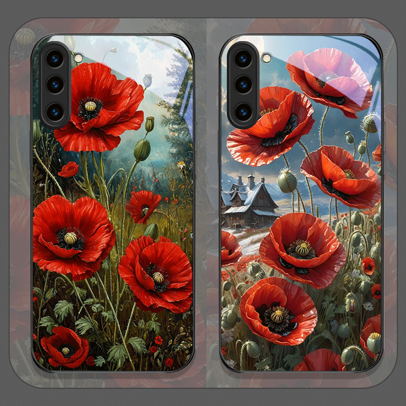 Phone Cases Red - غطاء هاتف من الزجاج المقوى بطباعة