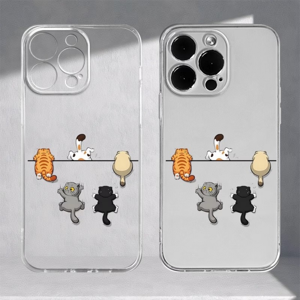 Phone Cases Cute Iphone 14 - غطاء هاتف بنمط خمسة قطط لطيفة
