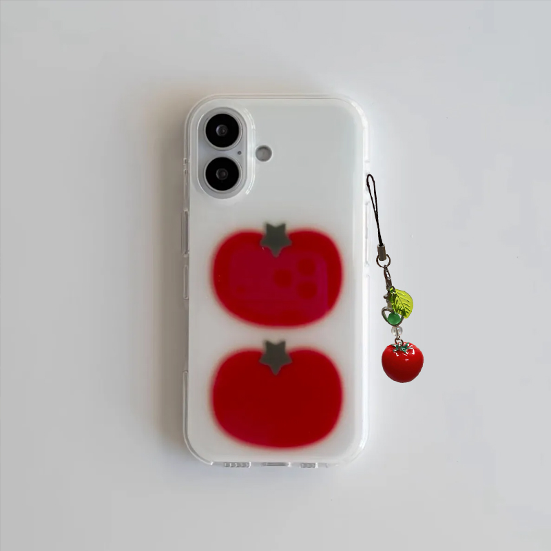 Phone Cases Cute Iphone 14 - الكورية Ins اثنين تيد الطماطم الكرتون