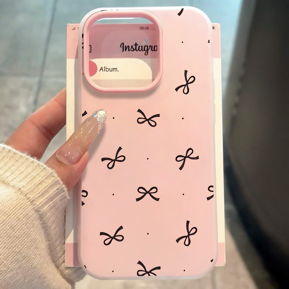 Phone Cases Cute Iphone 14 - جراب هاتف لطيف بتصميم فيونكة ومنقط