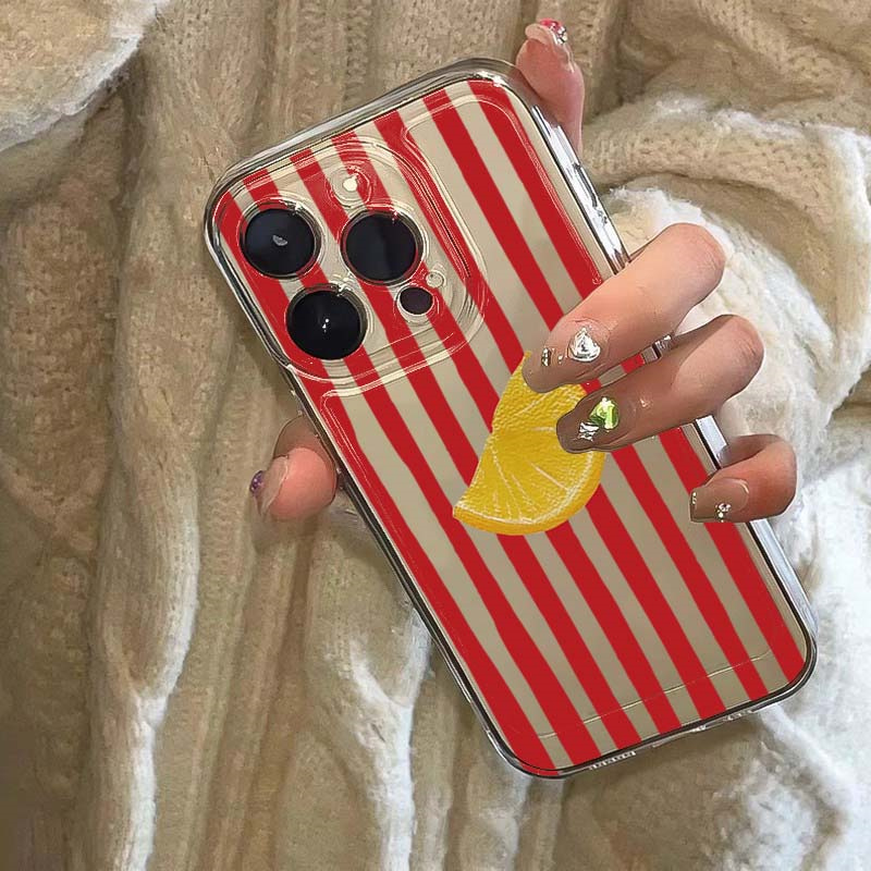 Phone Cases Red - الليمون الأحمر الوردي الأزرق شريط تصميم