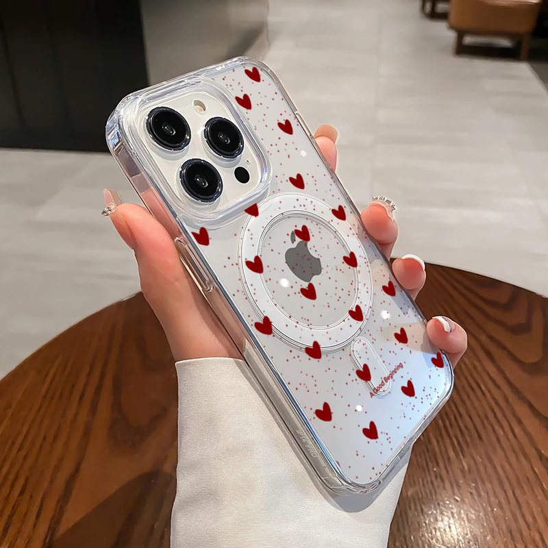غطاء سيليكون شفاف بتصميم قلب أ - مراجعة Phone Cases Red وسعره