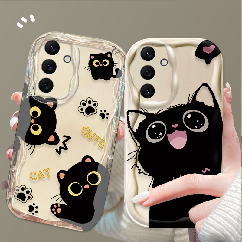 لطيف عيون كبيرة القط الأسود حق - مراجعة Phone Cases Samsung A14 وسعره