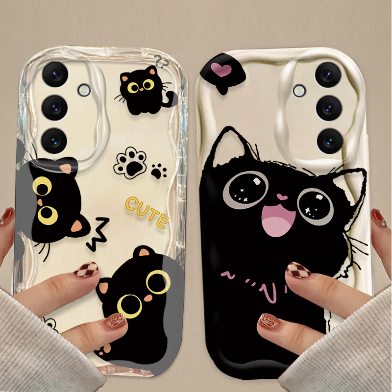 لطيف عيون كبيرة القط الأسود حق - مراجعة Phone Cases Samsung A14 وسعره