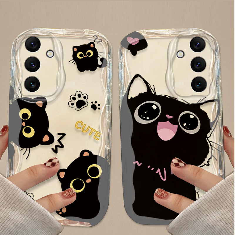 لطيف عيون كبيرة القط الأسود حق - مراجعة Phone Cases Samsung A14 وسعره