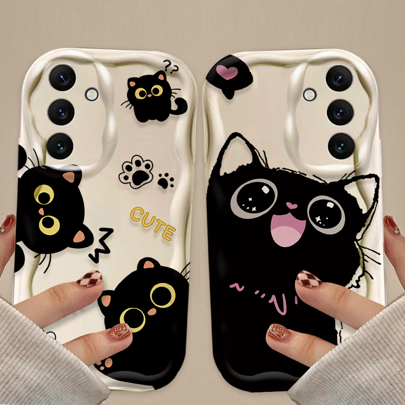 لطيف عيون كبيرة القط الأسود حق - مراجعة Phone Cases Samsung A14 وسعره